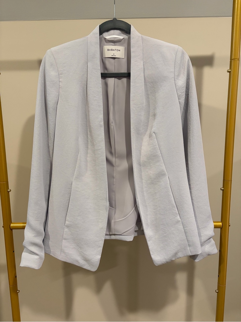 Babaton Pale Gray Open-Front Blazer